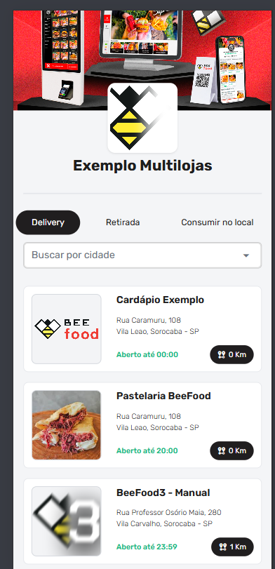 Página Multilojas no celular